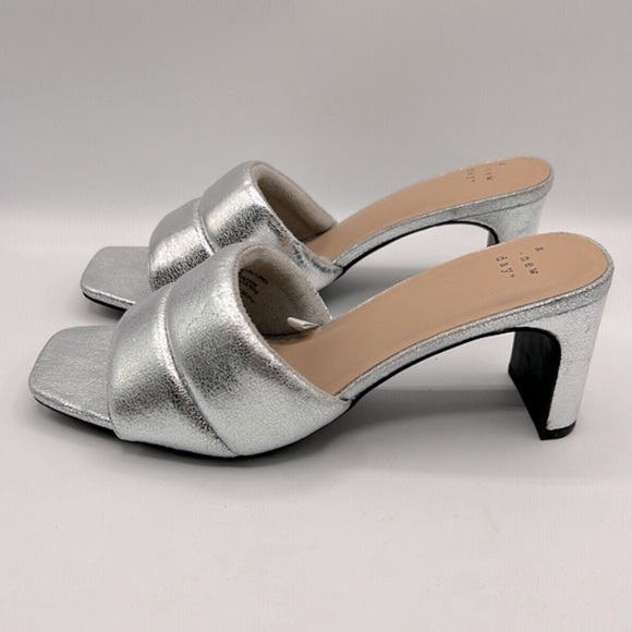 A New Day Silver Metallic Slide on Open Toe Heels Size 8 - Picture 3 of 12